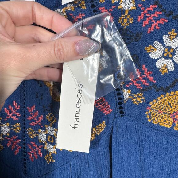 Blue Rain Dress Women Size XS NWT Blue Floral Embroidery Boho Spring Western - Picture 10 of 10